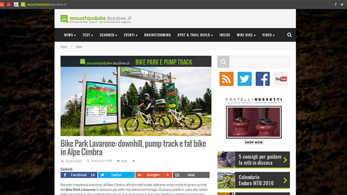 Bike Park Lavarone: downhill, pump track e fat bike in Alpe Cimbra by bicilive.it