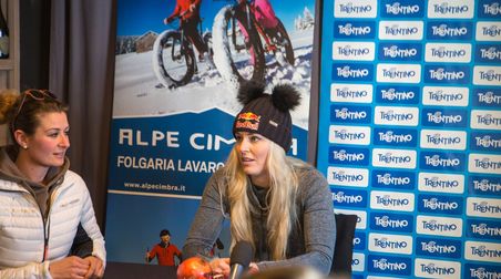 Lindsey Vonn si zatrénovala v Alpe Cimbra.