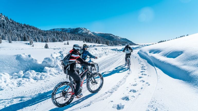 A tutta fat bike sulla neve dell'Alpe Cimbra