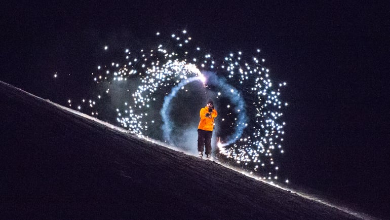 Aber was für eine Show: der Große Fackelumzug der Skischulen