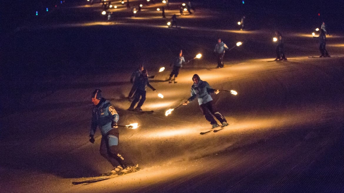 Torchlight processions of the Folgaria Ski School